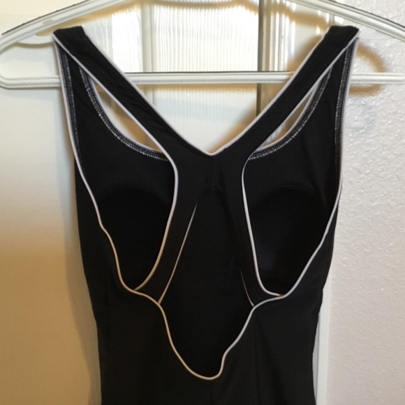 Speedo Ultraback one piece black with white piping swimsuit - Picture 7 of 12